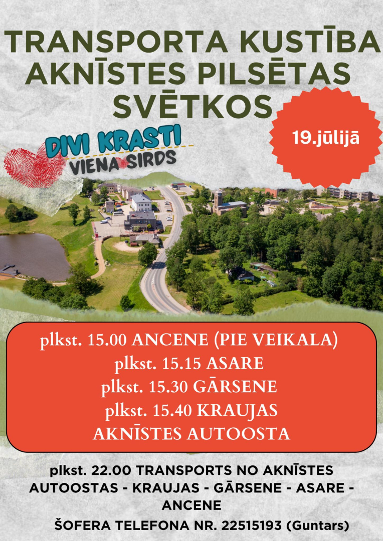 Transports uz Aknīstes pilsētas svētkiem