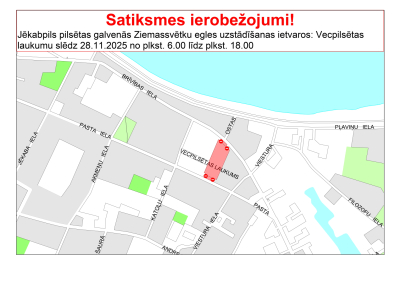 Ierobežojumi vecpilsētas laukumā 28.11.2025.