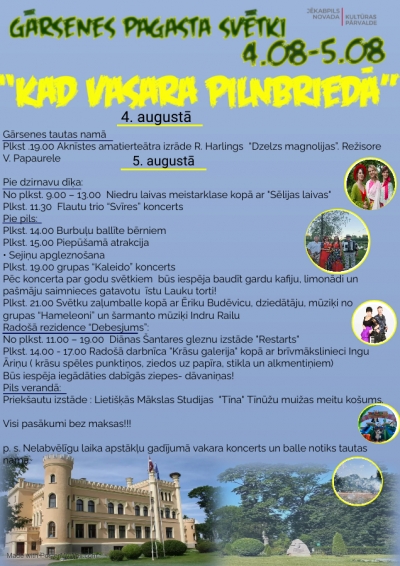 Gārsenes pagasta svētku afiša