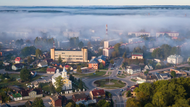 Jēkabpils pilsētas skats no augšas 