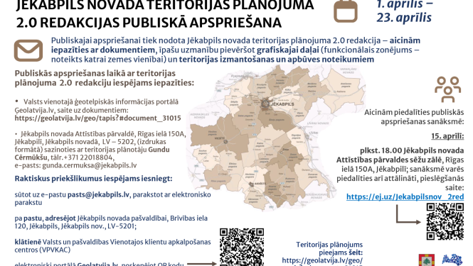 Uzsaukuma plakāts teritorijas plānojuma 2. redakcijas publiskajai apspriešanai