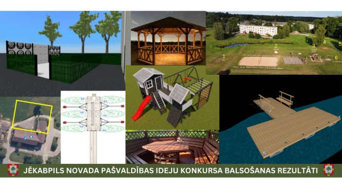 Kolāža ar vairāku projektu ideju vizualizācijām