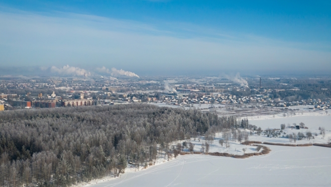 Jēkabpils ziemā no drona lidojuma