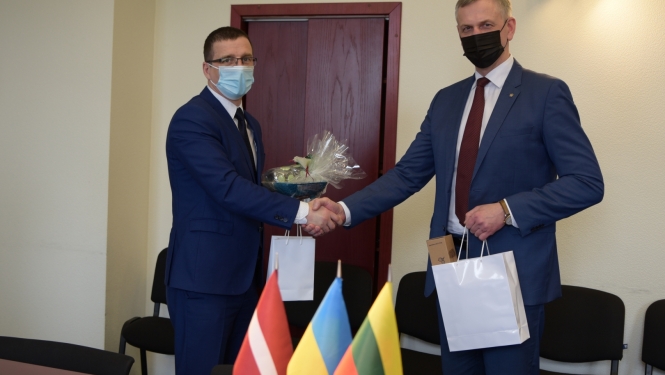 Jēkabpils novada domes priekšsēdētājs Raivis Raganis un Rokišķu mērs Ramūnas Godeliauskas