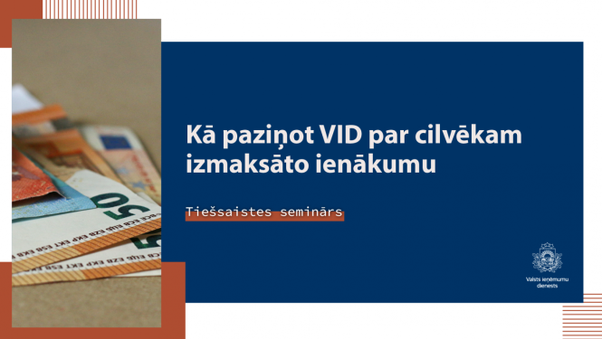 Informatīvs plakāts - virsraksts uz zilgana fona