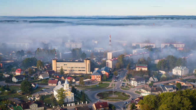 Jēkabpils pilsētas skats no augšas 