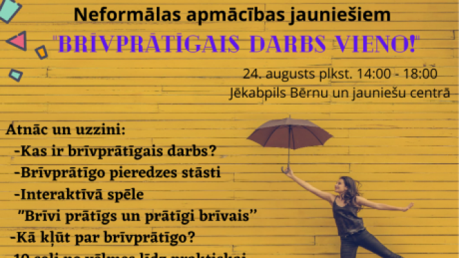 Aicinām jauniešus pieteikties neformālām apmācībām “Brīvprātīgais darbs vieno!”