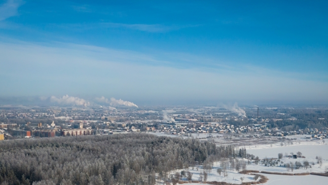 Jēkabpils ziemā no drona lidojuma