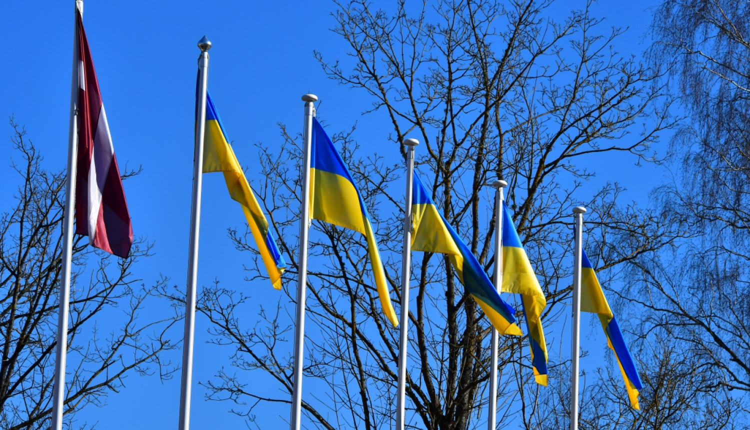 Ukrainas un Latvijas karogi