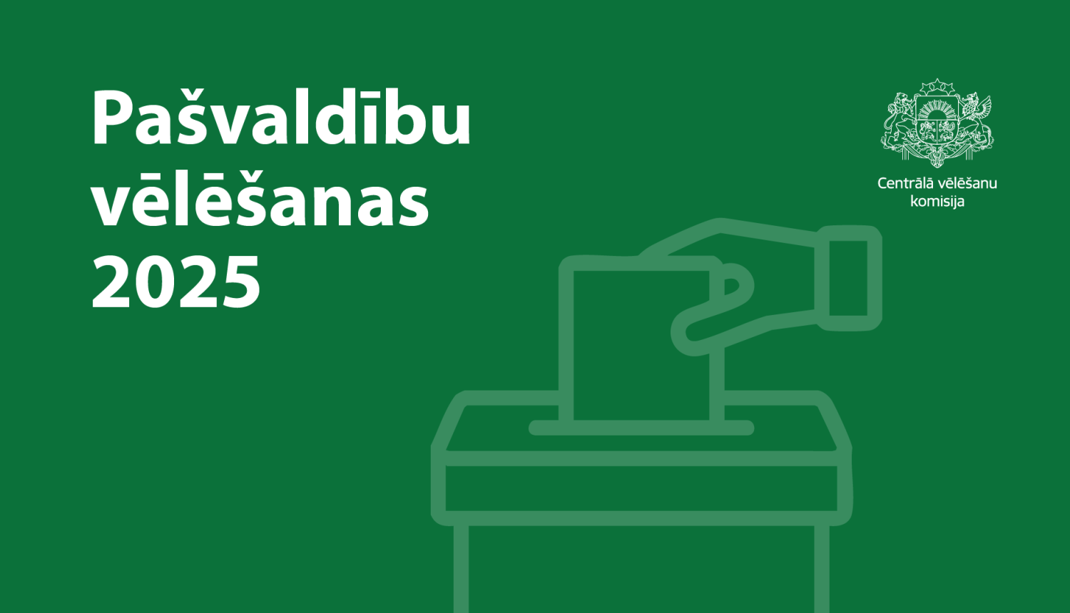 uzraksts pašvaldību vēlēšanas un siluets rokai, kas liek vēlēša nu zīmi balosšanas kastītē