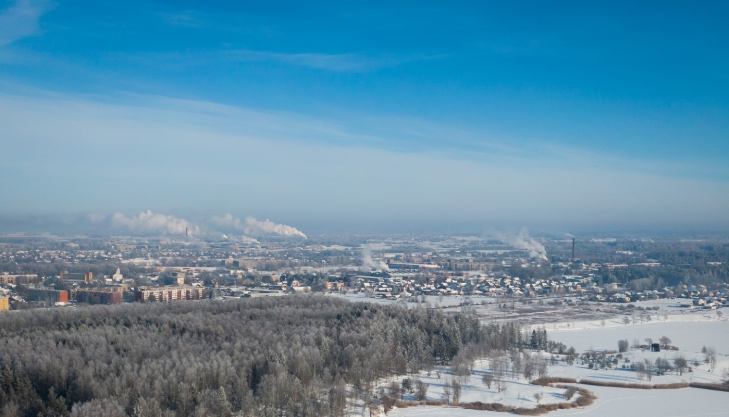 Jēkabpils ziemā no drona lidojuma