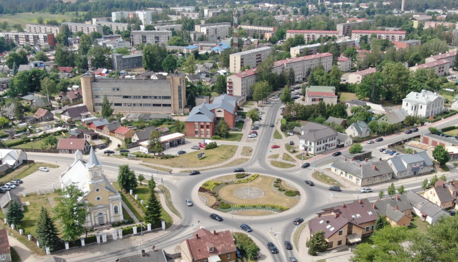 Jēkabpils pilsētas centrs no augšas