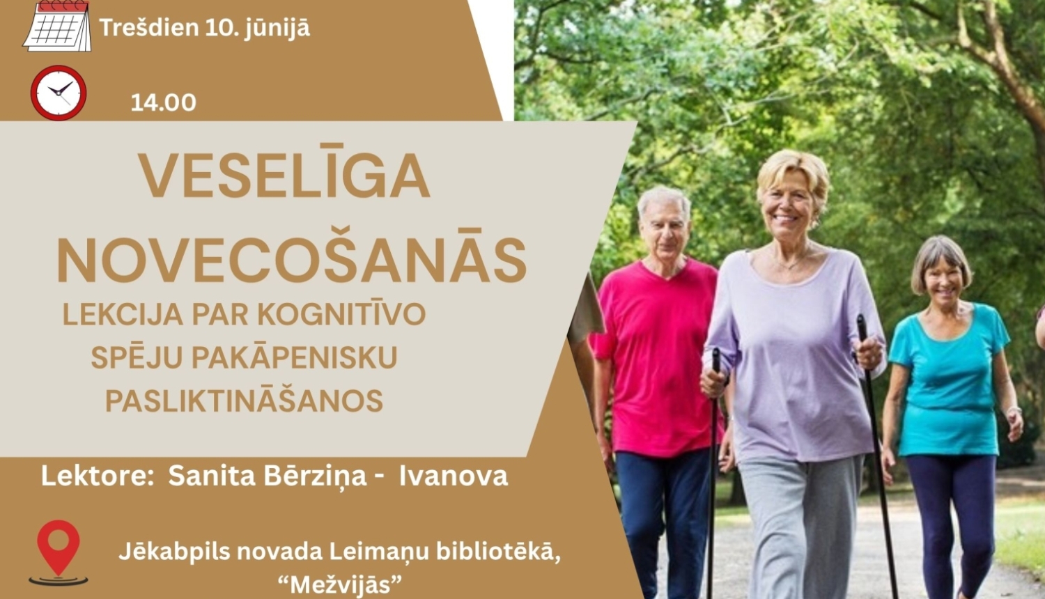 Lekcija senioriem Mežvijās afiša