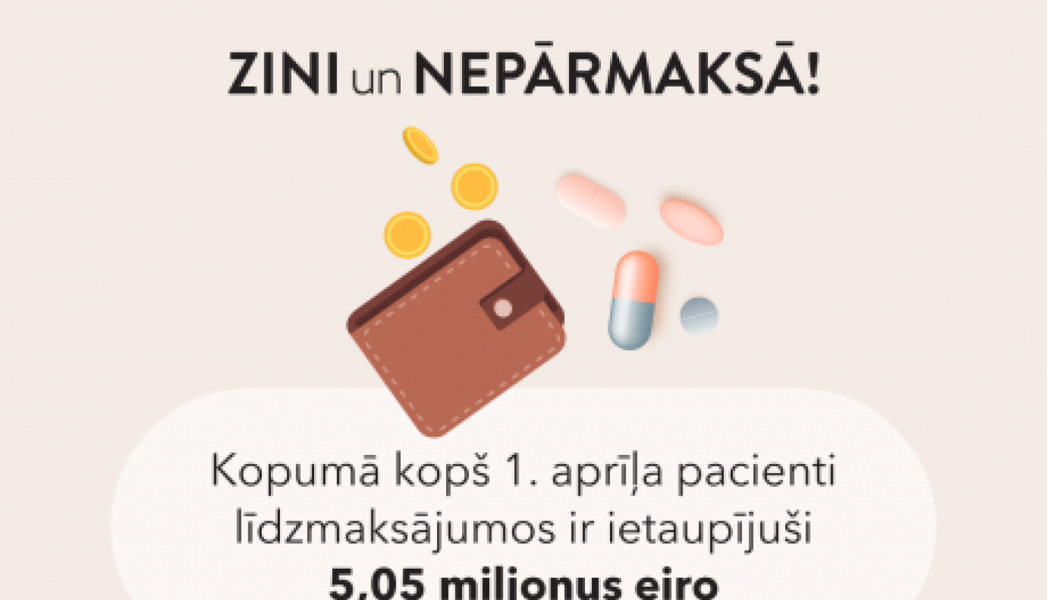 Pacientu līdzmaksājumi par zālēm piecu mēnešu laikā samazinājušies par 5,05 miljoniem eiro 
