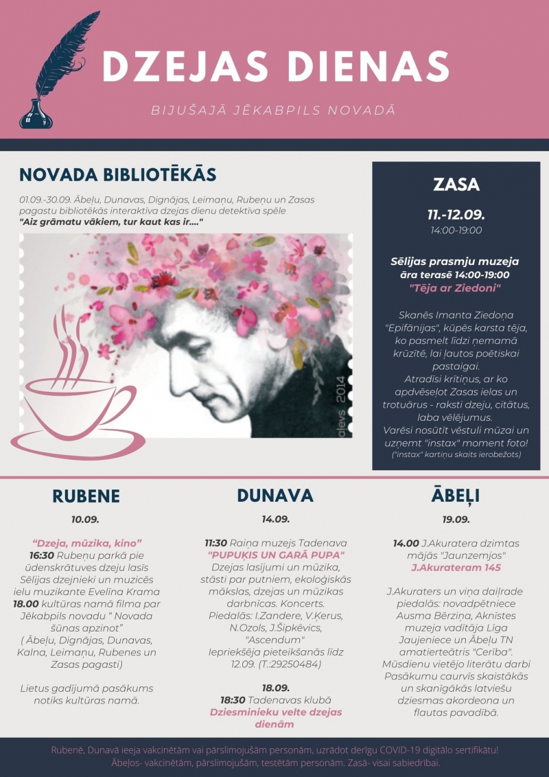 Dzejas dienas bijušajā Jēkabpils novadā - afiša