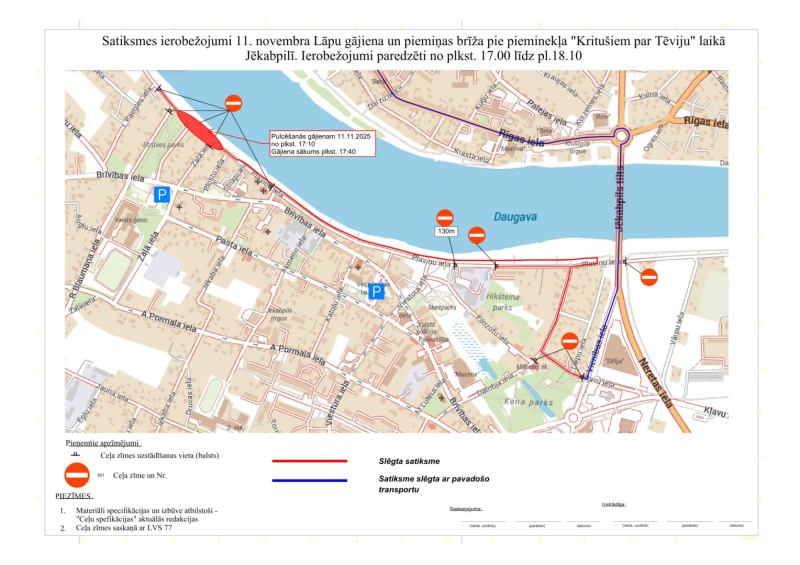 Satiksmes ierobežojumi Daugavas kreisajā krastā