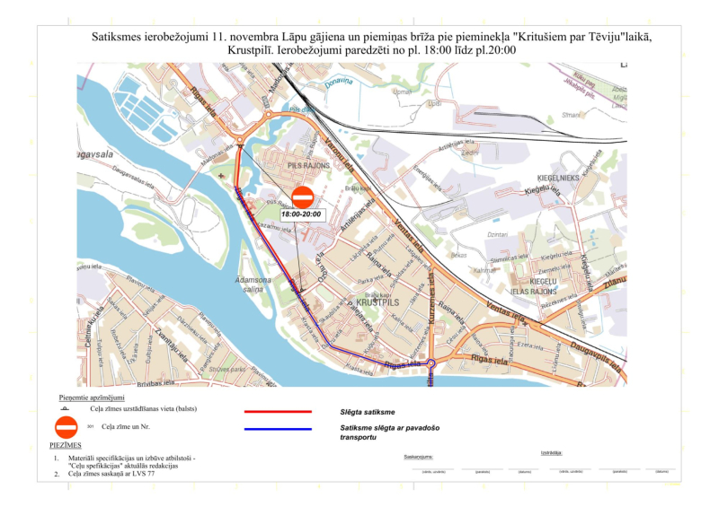 Satiksmes ierobežojumi Daugavas labajā krastā