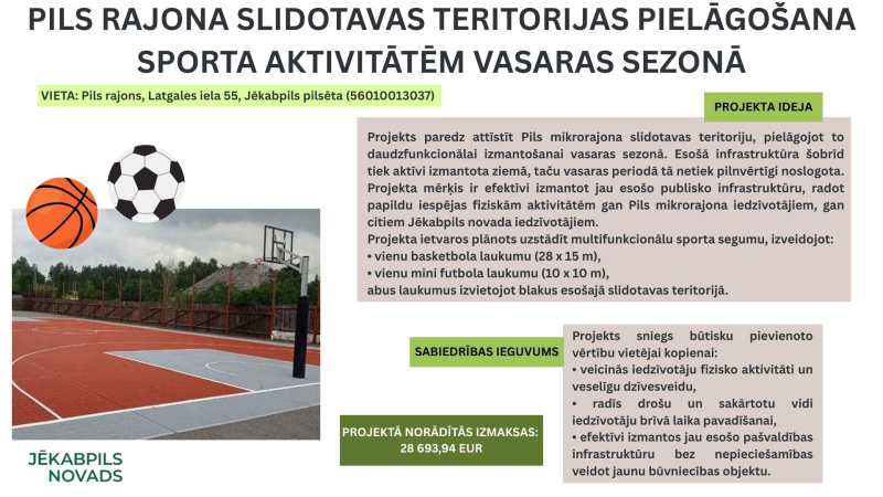 Pils rajona slidotavas teritorijas pielāgošana sporta aktivitātēm vasaras sezonā
