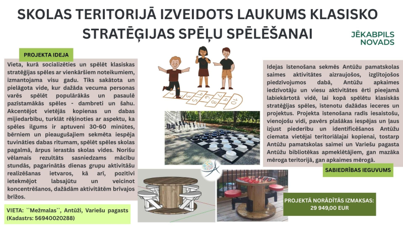 Skolas teritorijā izveidots laukums klasisko stratēģijas spēļu spēlēšanai