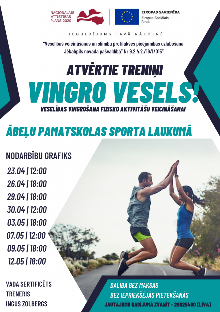 Afiša atvērtajiem treniņiem vingro vesels