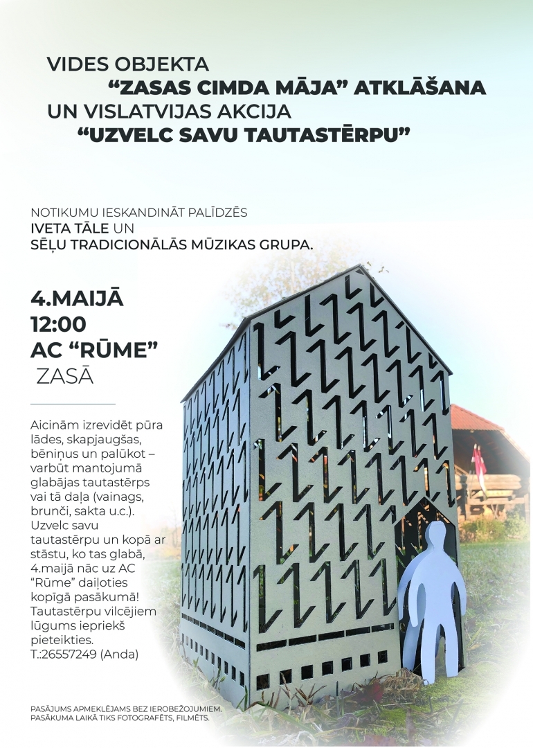 afiša par tautastērpu gājienu Zasā un 4. maija svinībām