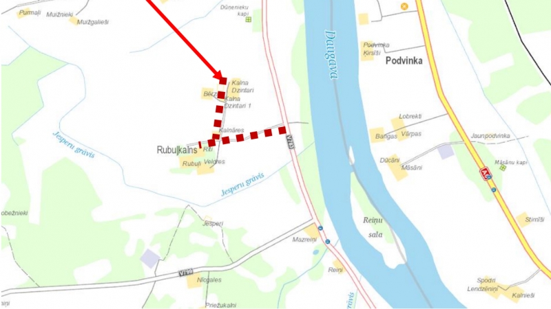 Karte ar iezīmētu ceļu atrašanās vietu