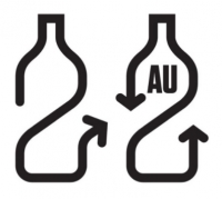 Depozīta zīme - bultiņa pudeles formā ar vai bez uzraksta AU