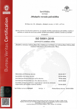 Sertifikāts ISO 50001:2018