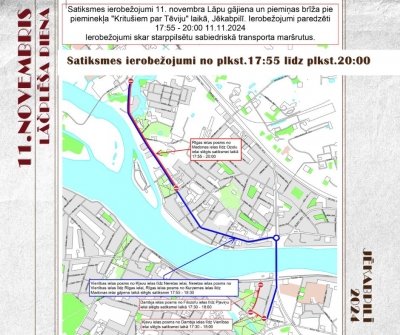 Satiksmes ierobežojumi Jēkabpilī, lāpu gājienā