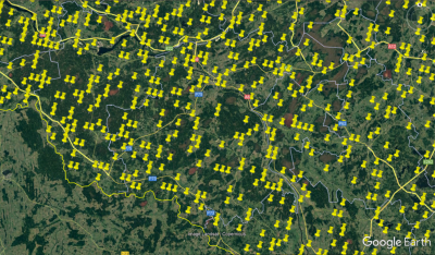 Aptuvenās izpētes punktu atrašanās vietas