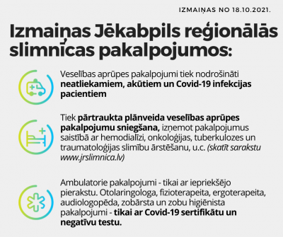 Izmaiņas pakalpojumos