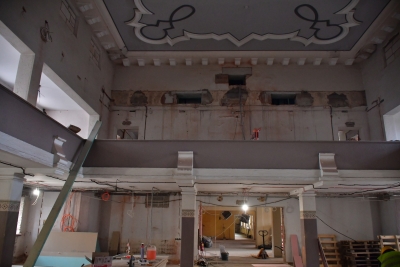 Jēkabpils Tautas nama lielā zāle remonta laikā 2022.gadā