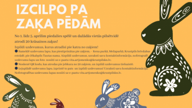 Lieldienās aicina uz spēli “Izcilpo pa zaķa pēdām”