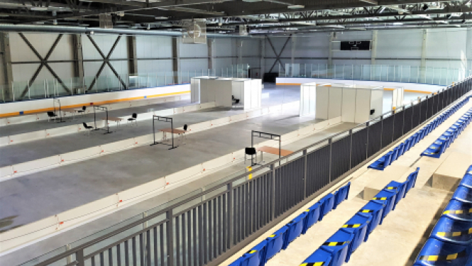 Jēkabpils sporta hallē atvērts liela mēroga vakcinācijas punkts