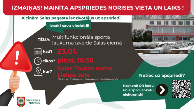 Izmaiņas apspriedes laikā un vietā (skatīt tekstā)