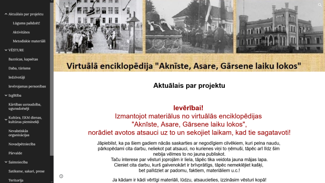 Vietnes par Aknīstes apkārtnes vēsturi  ekrānšāviņš