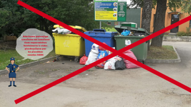 Aicina neievietot šķirošanas konteineros iepakojumu, kam nav realizācijas iespēju