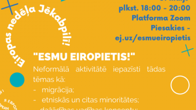Jauniešus aicina uz neformālu aktivitāti "Esmu Eiropietis"
