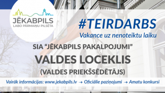Turpinās konkurss uz SIA "Jēkabpils pakalpojumi" valdes locekļa (valdes priekšsēdētāja) amatu