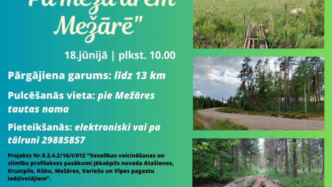 Afiša par pārgājienu Mežārē