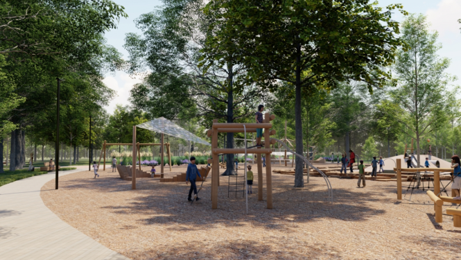 Vizualizācija parkam Rīgas ielā pretī Krustpils kultūras centram