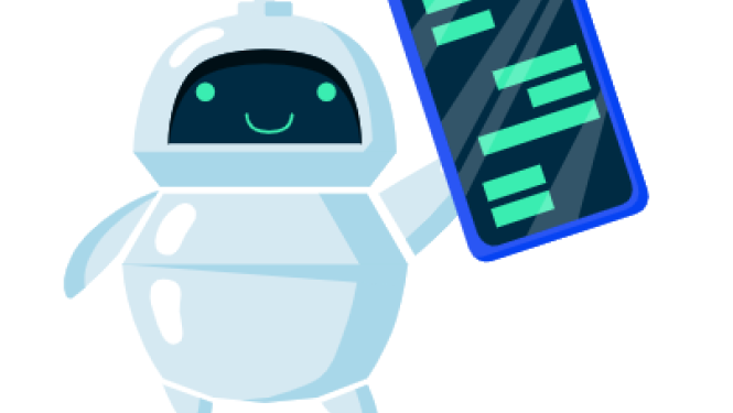 zīmēts robots tur zīmētu telefonu