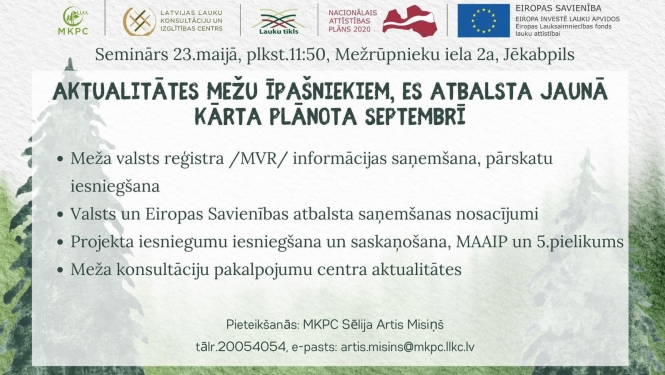 Semināra plakāts ar darba kārtīb un logo ansambli