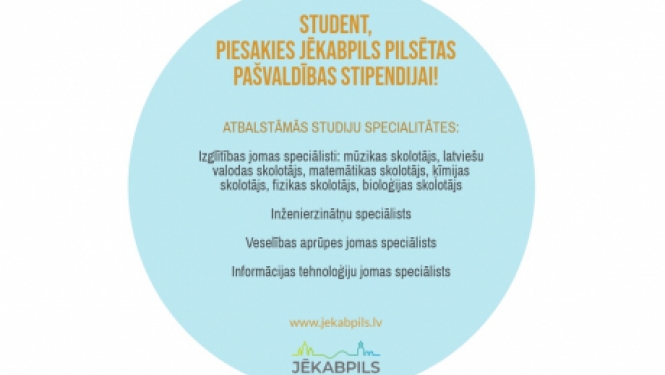 Līdz 20.septembrim aicina pieteikties Jēkabpils pilsētas pašvaldības stipendijām