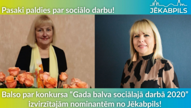 Nobalso par konkursa “Gada balva sociālajā darbā 2020” izvirzītajām nominantēm no Jēkabpils !