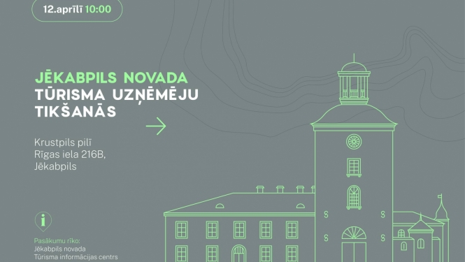 Vizualizācija ar zaļganu Krustpils pils kontūru uz pelēcīga fona