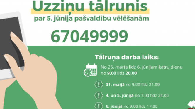 26. martā darbu sācis CVK uzziņu tālrunis par 5. jūnija pašvaldību vēlēšanām