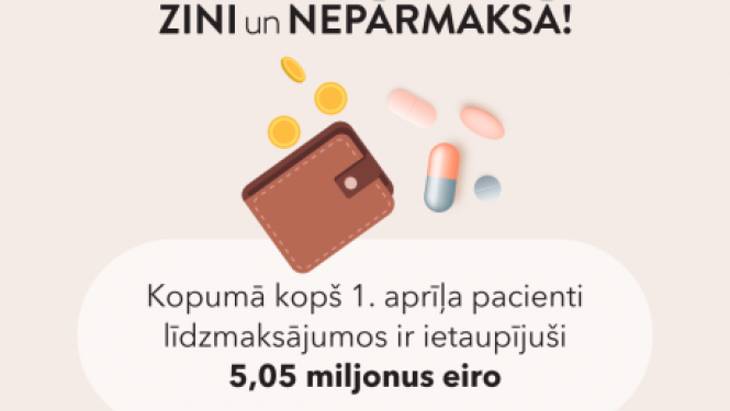 Pacientu līdzmaksājumi par zālēm piecu mēnešu laikā samazinājušies par 5,05 miljoniem eiro 
