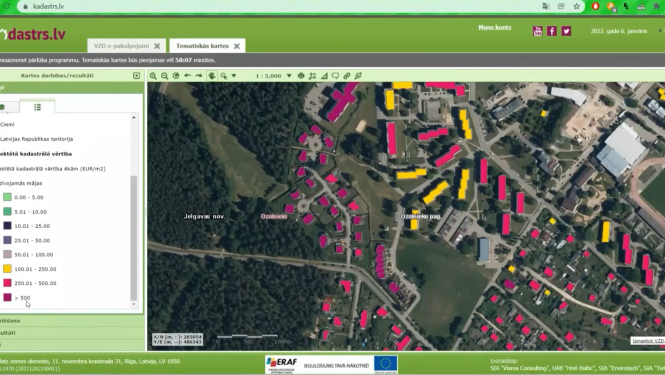 Kartes ekrānuzņēmums no portāla kadastrs.lv