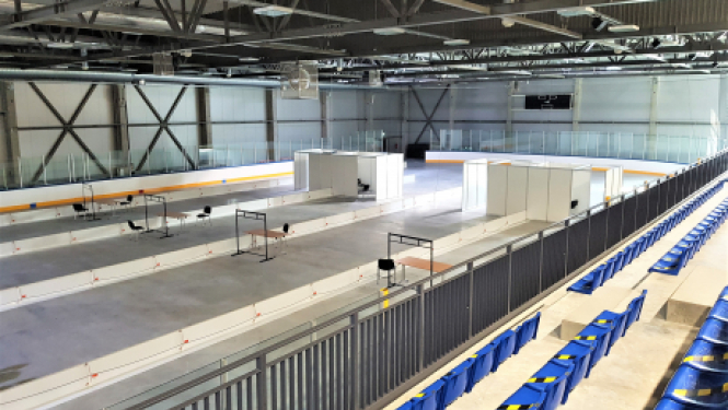 Jēkabpils sporta hallē atvērts liela mēroga vakcinācijas punkts